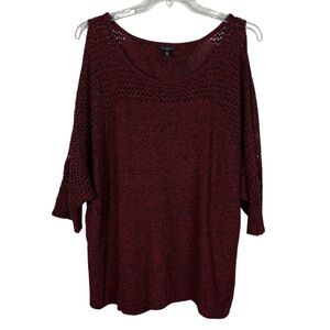 Jessica Simpson Red Black Cold Shoulder Crossover Back Half Sleeve Sweater 2X